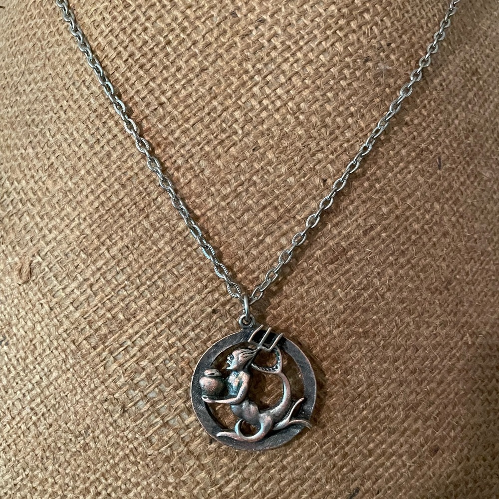 Vintage Aquarius necklace with copper pendant